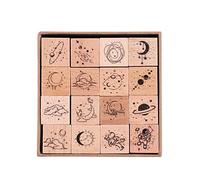 RisyPisy 16pcs de Tampons en Caoutchouc en Bois, Vintage Tampons pour DIY, Cahiers, Agendas, Lettres, Scrapbooks, Bullet Journal, Loisirs Créatifs, Etiquette