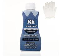 Rit DyeMore Teinture en fibre liquide synthétique de 200 ml avec gants en plastique pour vêtements, décoration et travaux manuels - Bleu marine minuit (lot de 1)