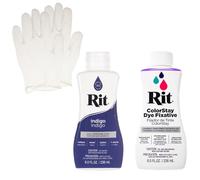 Rit Teinture liquide avec ensemble fixateur ColorStay - Kit tout en un avec gants pour réduire les bavures de couleur (indigo)