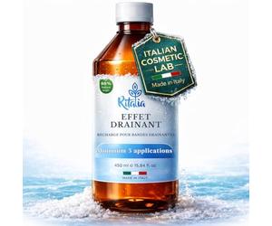 Ritalia® Liquide pour Bandages Drainants à base de Sel de la Mer Morte et Actifs 100% Végans - Anti-cellulite pour Jambes et Fessiers