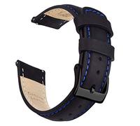 Ritche Bracelet de montre en cuir véritable à dégagement rapide pour homme et femme - 18 mm, 20 mm, 21 mm, 22 mm, 23 mm, 24 mm - Bracelet de montre en cuir pleine fleur, Noir, bleu et noir, 22mm,