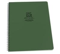 Rite In The Rain Bloc-notes à spirale sur le côté papier imperméable Couverture en poly dura vert 84 pages 42 feuilles de règles impériales et métriques, 4 ⅝ x 7 pouces