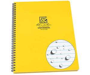 Rite in the Rain Bloc-notes en papier imperméable avec couverture Polydura Jaune 84 pages 42 feuilles Reliure spirale Règle impériale 81 x 11 pouces