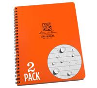 Rite in the Rain Lot de 2 cahiers à spirales latéraux résistants aux intempéries 16,8 x 21,6 cm Couverture orange Motif universel