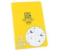 Rite in the Rain Lot de 3 cahiers agrafés résistants aux intempéries, 11,7 x 17,8 cm, couverture jaune, motif à niveaux, n°311FX