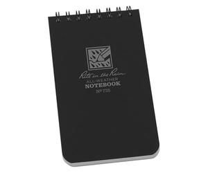 Rite in the Rain toutes saisons carnet a spiral , 7,6 x 12,7 cm Étanche Noir