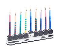 Rite Lite Hanukkah Cookies Menorah Adorable bougeoir Hanoukka en résine peinte à la main Visage souriant fantaisiste Décoration de fête juive Décoration de fête Judaica Centre de table Hanoukka