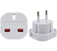 RiteAV Lot de 2 adaptateurs de voyage blancs UK vers UE type G vers C, E, F | Espagne, Italie, Grèce, Turquie, Pologne et plus, lot de 2, type G vers C/E/F, prise de voyage UK-EU