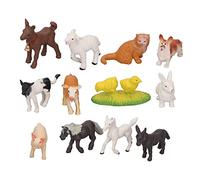 RiToEasysports 12 Pcs Animaux de la Ferme Jouets pour Tout-Petits, Statues Mini Cheval Mouton Cochon Vache Chat Chien Poussin Canard Lapin Décoration Pâques Noël Thème Animal