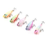 RiToEasysports 5 PIÈCES Appats Artificiels de Pêche, Appats de Pêche Leurres de en Plastique Mini Popper Accessoire de Flottant Pour Eau Salee et Eau Douce