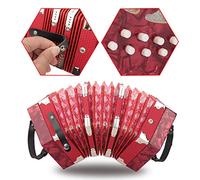 RiToEasysports Accordéon à Boutons Concertina pour Musiciens, 20 Boutons, Matériau ABS Léger, Sangles Réglables, Idéal pour les âges, Comprend un Sac de Transport Pratique (rouge)