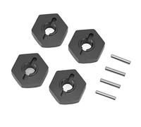 RiToEasysports Adaptateur de Moyeu Hexagonal de Roue RC 4 Pièces, Coupleur Hexagonal RC en Alliage D'aluminium avec Broches de Fixation pour Voiture E Slash 4WD Summit 1/16 (Black)