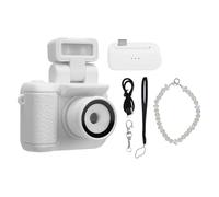 RiToEasysports Appareil Photo Porte-clés, Mini Appareil Photo Numérique 1080P FHD Vidéo 3760x2128 Résolution Photo écran 1,44 Pouces avec Flash pour L'enregistrement D'études de Voyage (White)