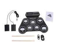 RiToEasysports Batterie électronique, Matériau en Silicone, 7 Pads avec Métronome intégré, adapté aux Enfants et aux Adultes (Version noir et blanc)