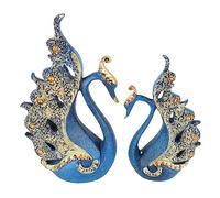 RiToEasysports Belle Statue de Couple Harz Swan Bijoux D'amour Fidèle pour la Chambre à Vin Cabinet à Vin [amoureux] (BLUE)