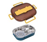 RiToEasysports Boîte à Lunch en Acier Inoxydable, Boîte Bento à 4 Compartiments avec Bol à Soupe, Baguettes, Cuillère et Support Pliable pour Téléphone, Idéale pour le Travail et les voyages. (bleu