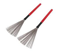 RiToEasysports Brosses à Tambour, 1 Paire de Brosses Métalliques, Brosse à Bâton de Tambour, Fil D'acier, Manche en Bois D'érable pour Kit de Batterie de Jazz avec Poignées en Caoutchouc (rouge)