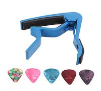 RiToEasysports Capodastre de Guitare, Pince de clé de Capodastre à Gâchette, Tension Réglable pour Guitares électriques Acoustiques avec 5 Médiators et Doublure Intérieure, Protection contre (BLUE)