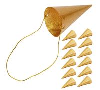 RiToEasysports Chapeaux de Fête, Couronne d'anniversaire en Forme de Cône à Paillettes pour Enfants et Adultes, Paquet Plat Facile à Assembler, Rose argenté doré, Décorations de Célébration de (GOLD)