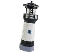 RiToEasysports Décoration de Phare Solaire avec Balise Rotative, Phare à énergie Solaire en Résine pour Décoration Extérieure de Jardin, Veilleuse Automatique avec Construction Durable pour Paysages