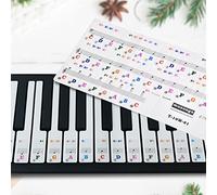 RiToEasysports Ensemble D'autocollants Transparents pour Clavier de Piano, 61 Touches, Notes de Musique Adhésives pour Débutants, Installation Facile, Enfants, PVC Multicolore