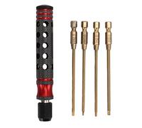 RiToEasysports Ensemble de Tournevis Hexagonale, 4 en 1 RC Repair Twurvivers Kit D'outils avec Placage en Titane Creux Poignée Non Glissante pour Drones (Rouge)