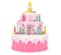 RiToEasysports Gâteau d'anniversaire Jouet Faux Gâteau d'anniversaire électrique Jouets Musicaux Rotatifs avec éclairage et Musique pour Enfants âgés de 3 Ans et Plus (Rose)