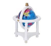 RiToEasysports Globe de Maison de Poupée en Bois et Plastique, Mini Globe 1 à 12 échelles, Décor de Bureau Rotatif avec Une Finition Soignée, Look Exquis pour l'étude, Le Salon, la Maison de (White)