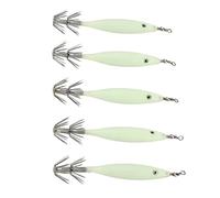 RiToEasysports Jig de Calmar Lumineux, 5 Pièces Leurres de Pêche avec Hameçons en Acier à Haute Teneur en Carbone et Corps Phosphorescent, pour la Pêche en Eau Salée et en Eau Douce, Poulpe, (Nature