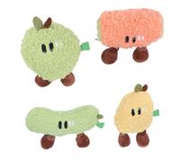 RiToEasysports Jouet de Dentition Interactif en Peluche, 4 Pièces, Herbe-aux-Chats, avec Son Grinçant et froissé, Matériau Doux et Amusant, Jeu à Mâcher pour Chaton