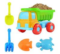 RiToEasysports Jouets de Plage pour Enfants, 5 Pièces Jouets de Plage pour Enfants en Plastique avec Camion à Benne Basculante Creuser et Moules d'animaux Marins pour Enfants Garçons Filles