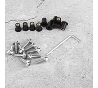 RiToEasysports Kit de Boulons de Pare-brise de Moto 10 Pièces, Attaches en Caoutchouc et en Métal Durables pour un Montage sécurisé du Carénage, Ajustement Universel pour les Types de Motos (SILVER)