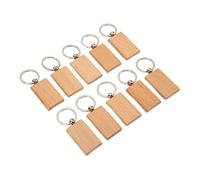 RiToEasysports Lot de 10 porte-clés rectangulaires légers en bois vierge de taille uniforme pour projets de bricolage, adaptés pour la famille et les amis