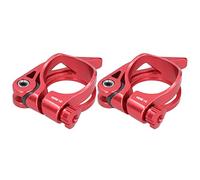 RiToEasysports Lot de 2 Clips de Tige de Selle de Vélo en Alliage D'aluminium, Collier de Serrage à Dégagement Rapide avec Vis à Boucle, pour Tuyau de 31,8 Mm de Diamètre et Tube de Tige de (rouge)