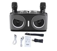 RiToEasysports Machine de karaoké, Haut-Parleur Portable BT 5.3 avec 2 Microphones sans Fil, Son 3D à Double Haut-Parleur, Suppression Vocale à Une Touche, Changeur de Voix, Lumières de Scène (Gray)