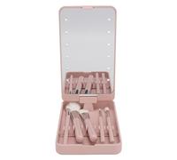 RiToEasysports Makeup Brush Set Makeup Set Voyage Essentials pour les Femmes avec une Lumière LED Miroir Miroir Polyvalent Utilisation des Pinceaux Organisés pour le Dortoir de la Maison