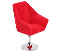 RiToEasysports Mini Fauteuil de Maison de Poupée, Chaise Floquée, Mini Chaise Pivotante pour Décoration de Maison de Poupée Miniature 1/12 (Rouge)