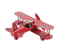RiToEasysports Modèle d'avion en Fer Biplan Vintage Rouge, Ornement pour la Décoration de la Maison, Jouet d'avion en Métal pour Enfants et Passionnés