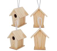 RiToEasysports Nid D'oiseau en Bois, Cage Suspendue, Mini Ornement pour Balcon de Jardin, Résistant à l'humidité et Durable, 4 Pièces pour Diverses Maisons et Abris d'oiseaux