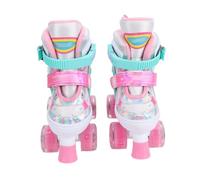 RiToEasysports Patins à roulettes Lumineux Réglables, Patins Quadruples à Double Rangée avec Sangles à Boucle, Attaches à Crochets et Boucles, Lacets Antidérapants, Caoutchouc Mousse TPR PU PP pour