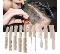 RiToEasysports Peigne de Coupe de Cheveux, Lot de 10 Pièces, Forte dureté, échelle de Mesure pour Salon ou Coiffure Personnelle, Fibre de Carbone Beige (peigne)
