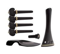 RiToEasysports Pièces de Violon Ensemble d'accessoires en ébène avec Mentonnière et Cordier pour Violon 4 4 Comprenant Chevilles Kit en Bois Poli Fin pour la Réparation et le Remplacement des