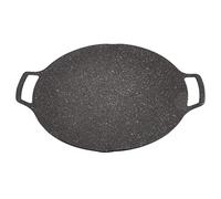 RiToEasysports Plaque de Barbecue Coréenne Poêle à Frire Teppanyaki Antiadhésive pour Griller à la Maison, Gril de Barbecue Circulaire en Alliage D'aluminium Robuste pour les Fêtes de en Plein Air