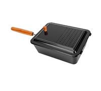 RiToEasysports Pop-corn Popper, Plaque de Gril en Fer pour Machine à Pop-corn Antiadhésive avec Poignée en Bois pour la Maison de Camping en Plein Air