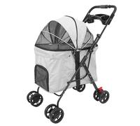 RiToEasysports Poussette pour Animal Domestique, Grande Poussette Pliable pour Chien avec Roues Pivotantes à 360° avec Auvent en Maille Respirante et Plateau Amovible pour Chats et Petits (GREY)