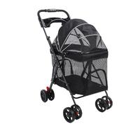 RiToEasysports Poussette pour Animal Domestique, Poussette pour Chien et Chiot avec Fenêtre de Vue à 180°, Pare-soleil à 3 Voies, Ouvertures Avant et Arrière, Roues à 360° pour Animaux de (BLACK)