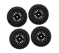 RiToEasysports RC Tire and Wheel Hub Ensemble pour Axial SCX24 1/24 RC Car, Matière en Alliage en Caoutchouc et en Aluminium, Roues et Pneus Robustes (Black)