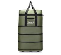 RiToEasysports Sac Polochon à roulettes, Sac à Bagages Extensible en Tissu Oxford Imperméable, Design Spacieux pour Les Voyageurs, Bandoulière Réglable pour Plus de Confort (Vert Grande Taille 6
