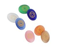 RiToEasysports Stone de Chakra Délicate pour la Guérison Cardiaque et la Méditation - Gravure de Palmiers de Guérison Spirituelle avec des échantillons de Cristal Naturel 7pcs / Ensemble