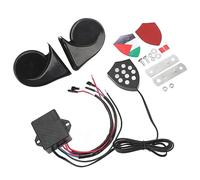RiToEasysports Système de Klaxon électronique en Métal ABS 12 V, Kit de Klaxon 150 DB, Télécommande Réglable, Son d'alerte, Ajustement Universel pour Voiture, Berline, Camion, SUV de 140 à 176